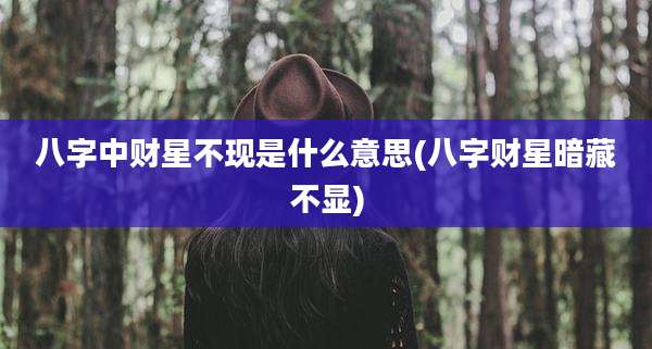 八字中财星不现是什么意思(八字财星暗藏不显)