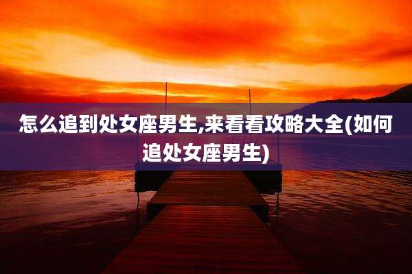怎么追到处女座男生,来看看攻略大全(如何追处女座男生)