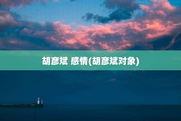 胡彦斌 感情(胡彦斌对象)
