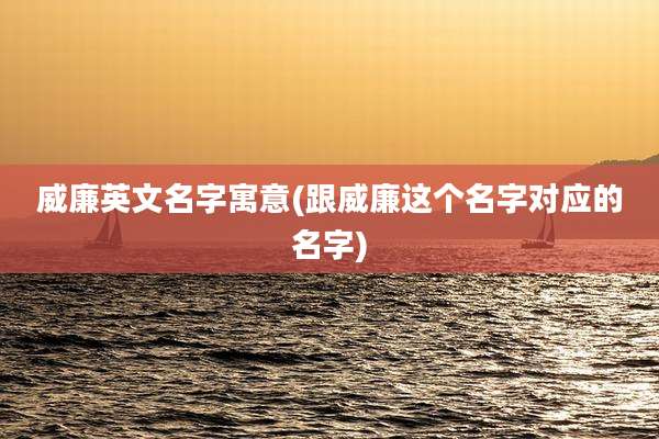威廉英文名字寓意(跟威廉这个名字对应的名字)