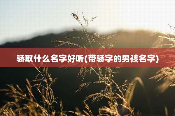 骄取什么名字好听(带骄字的男孩名字)