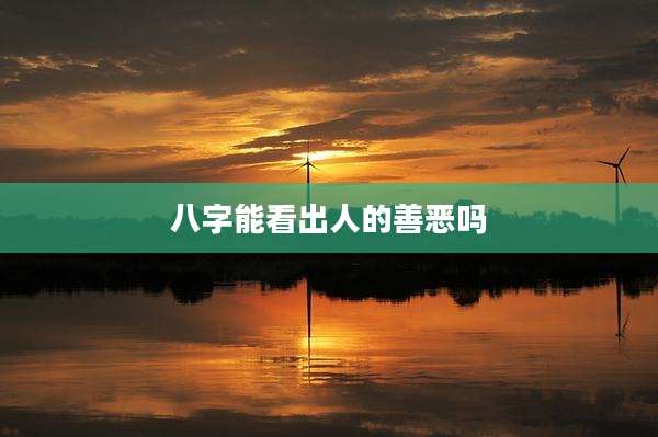 八字能看出人的善恶吗
