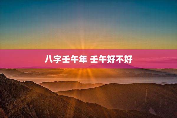 八字壬午年 壬午好不好