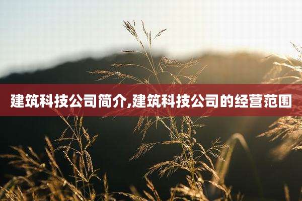 建筑科技公司简介,建筑科技公司的经营范围