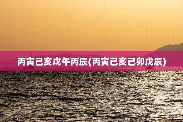 丙寅己亥戊午丙辰(丙寅己亥己卯戊辰)
