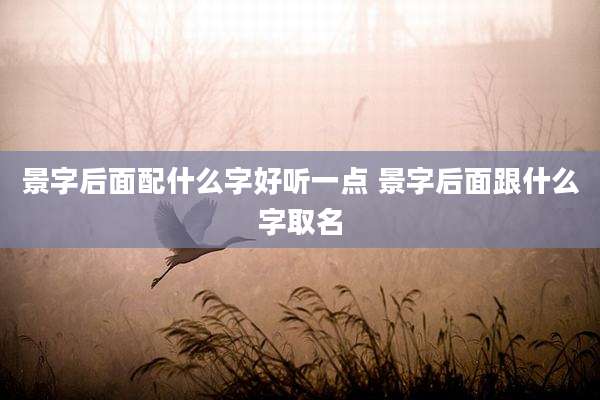 景字后面配什么字好听一点 景字后面跟什么字取名