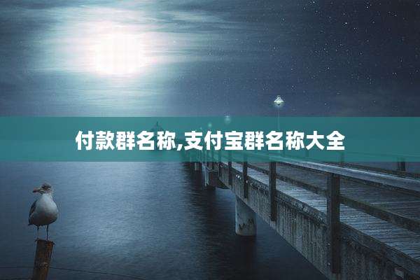 付款群名称,支付宝群名称大全