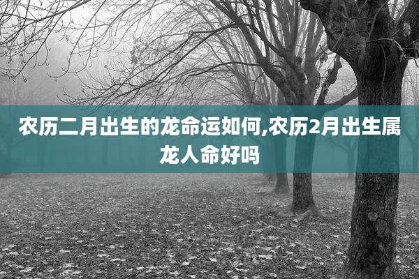 农历二月出生的龙命运如何,农历2月出生属龙人命好吗