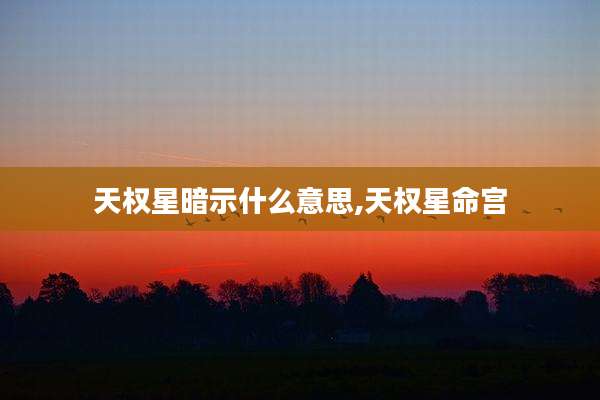 天权星暗示什么意思,天权星命宫
