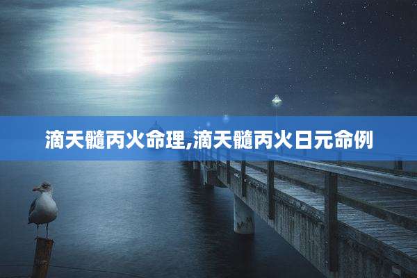 滴天髓丙火命理,滴天髓丙火日元命例