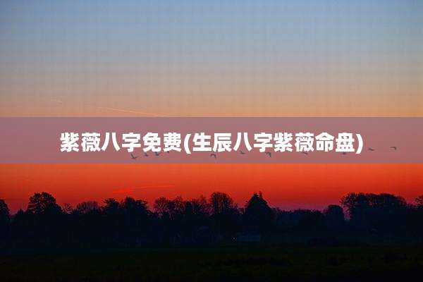 紫薇八字免费(生辰八字紫薇命盘)