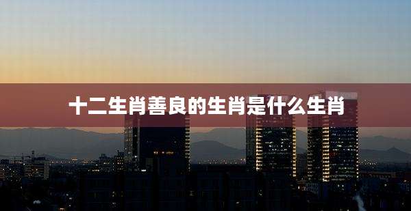 十二生肖善良的生肖是什么生肖