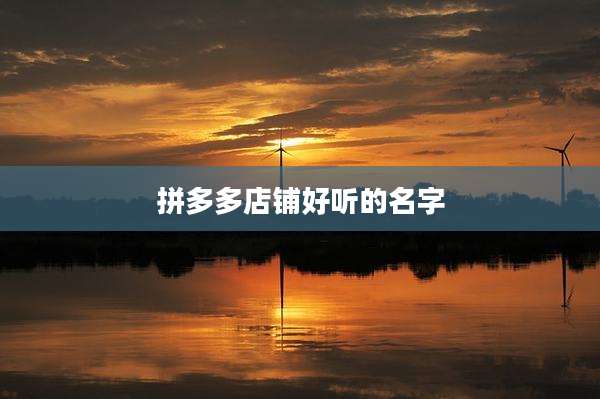 拼多多店铺好听的名字
