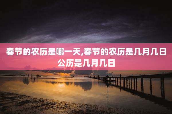 春节的农历是哪一天,春节的农历是几月几日公历是几月几日