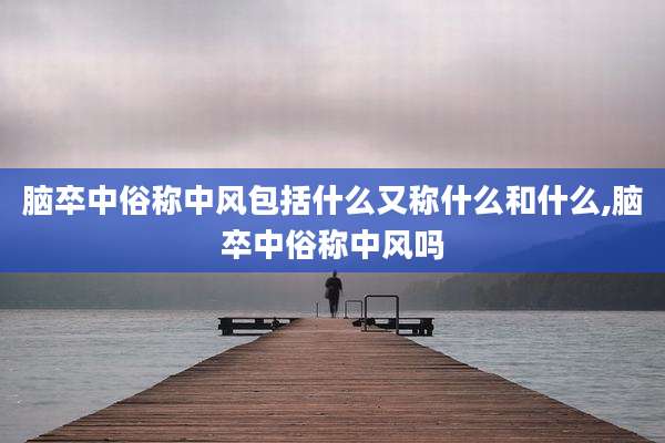 脑卒中俗称中风包括什么又称什么和什么,脑卒中俗称中风吗