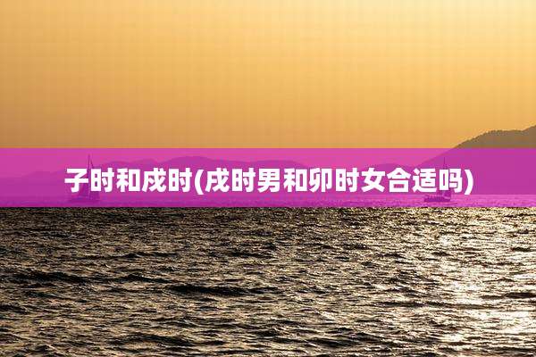子时和戍时(戌时男和卯时女合适吗)
