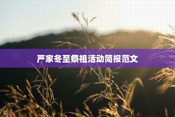 严家冬至祭祖活动简报范文