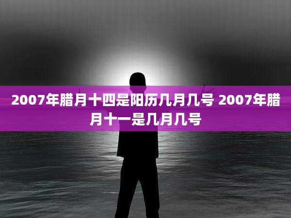 2007年腊月十四是阳历几月几号 2007年腊月十一是几月几号