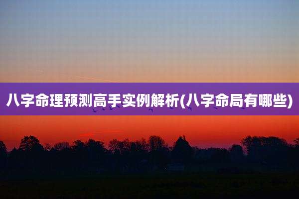 八字命理预测高手实例解析(八字命局有哪些)