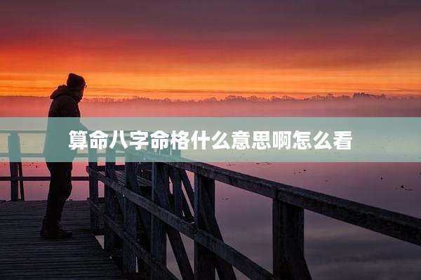 算命八字命格什么意思啊怎么看
