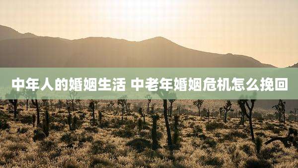 中年人的婚姻生活 中老年婚姻危机怎么挽回