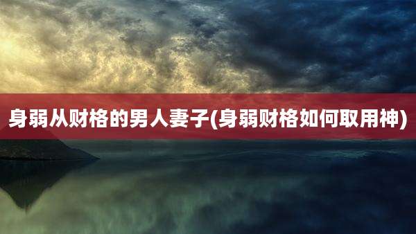 身弱从财格的男人妻子(身弱财格如何取用神)