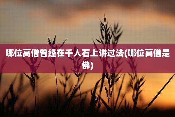 哪位高僧曾经在千人石上讲过法(哪位高僧是佛)