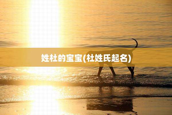 姓杜的宝宝(杜姓氏起名)