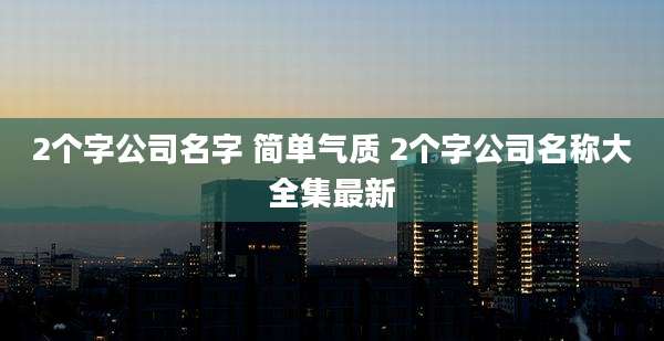 2个字公司名字 简单气质 2个字公司名称大全集最新