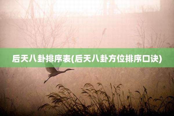 后天八卦排序表(后天八卦方位排序口诀)