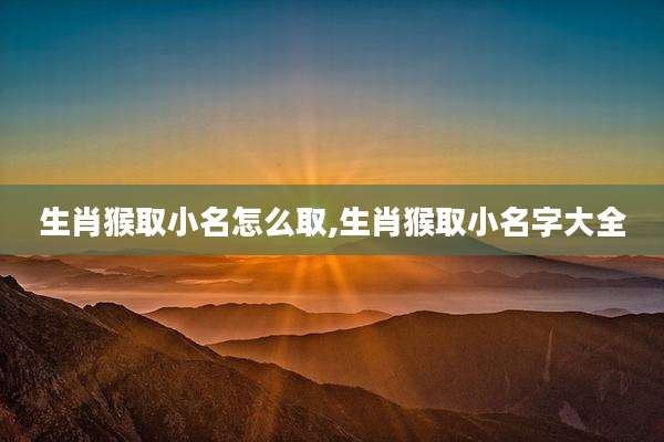 生肖猴取小名怎么取,生肖猴取小名字大全