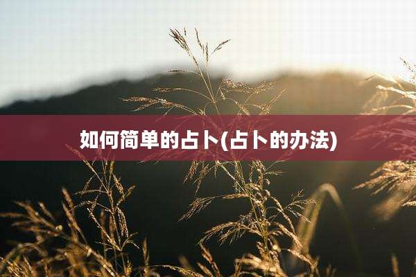 如何简单的占卜(占卜的办法)
