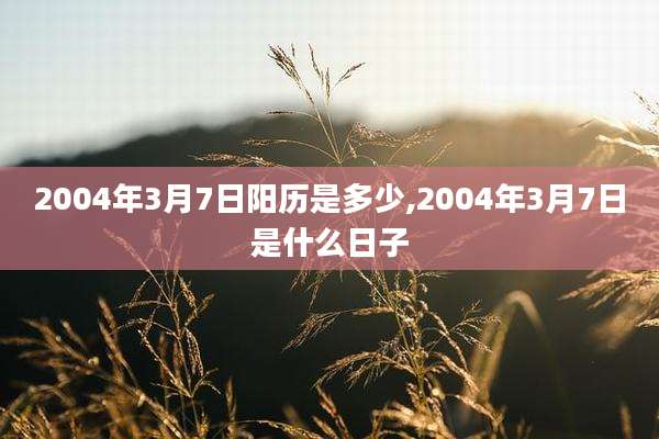 2004年3月7日阳历是多少,2004年3月7日是什么日子