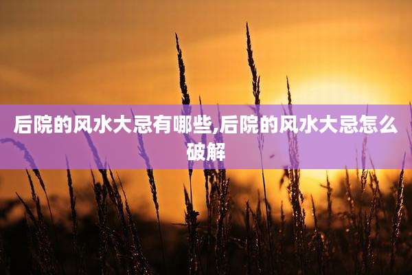 后院的风水大忌有哪些,后院的风水大忌怎么破解