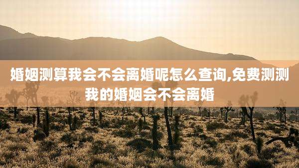 婚姻测算我会不会离婚呢怎么查询,免费测测我的婚姻会不会离婚