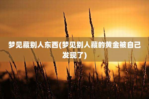 梦见藏别人东西(梦见别人藏的黄金被自己发现了)