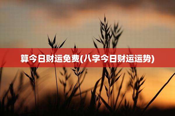 算今日财运免费(八字今日财运运势)