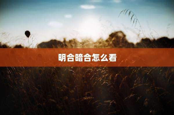 明合暗合怎么看