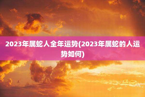 2023年属蛇人全年运势(2023年属蛇的人运势如何)