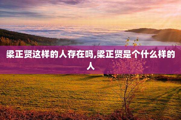 梁正贤这样的人存在吗,梁正贤是个什么样的人
