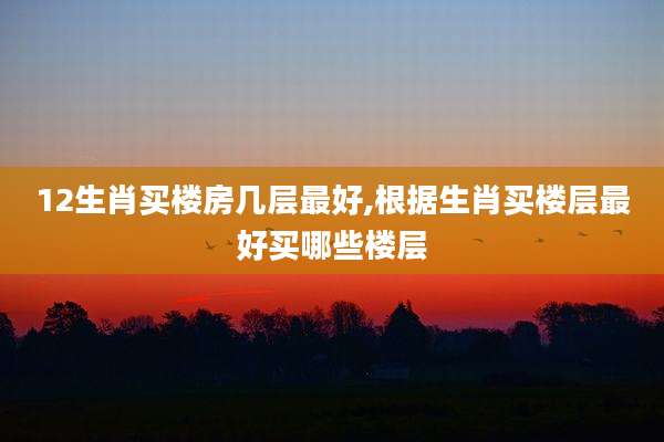 12生肖买楼房几层最好,根据生肖买楼层最好买哪些楼层