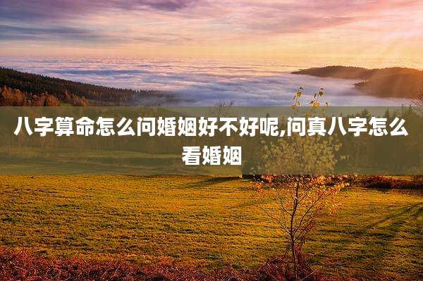 八字算命怎么问婚姻好不好呢,问真八字怎么看婚姻