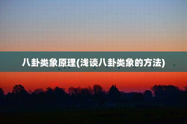 八卦类象原理(浅谈八卦类象的方法)