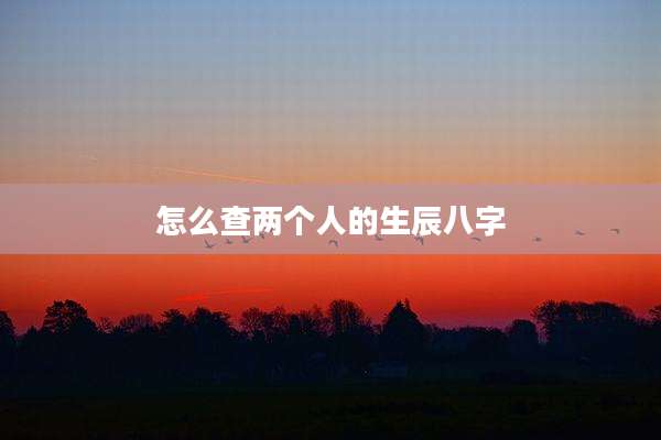 怎么查两个人的生辰八字