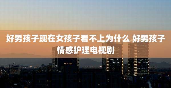 好男孩子现在女孩子看不上为什么 好男孩子情感护理电视剧