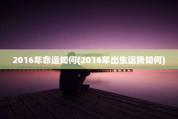 2016年命运如何(2016年出生运势如何)