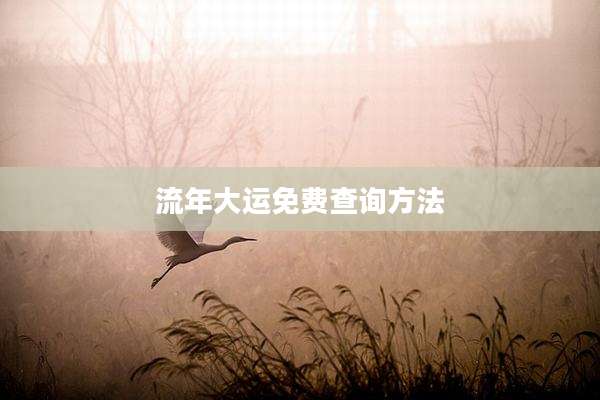 流年大运免费查询方法