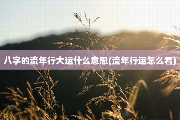 八字的流年行大运什么意思(流年行运怎么看)