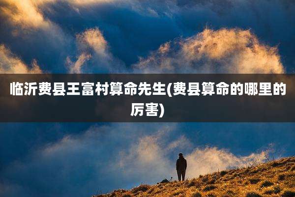 临沂费县王富村算命先生(费县算命的哪里的厉害)