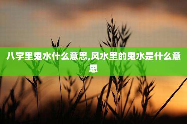 八字里鬼水什么意思,风水里的鬼水是什么意思